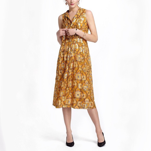 Anthropologie Dresses & Skirts - HD in Paris Gold Spun Silk Paisley Dress